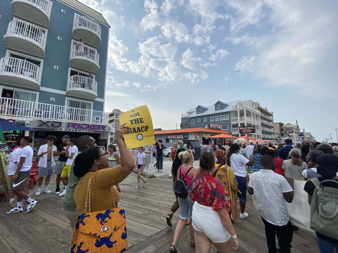 2021 Freedom Riders are marching down the boardwalk in Ocean City.