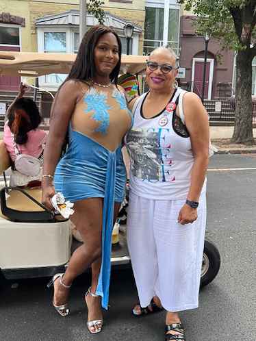 Dana Vickers Shelley with an attendee at the Baltimore Trans Pride event in Baltimore City.
